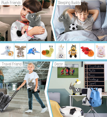 SUPER-SOFT PLUSH - GREY GOAT 12" WITH SOCCER PLUSH