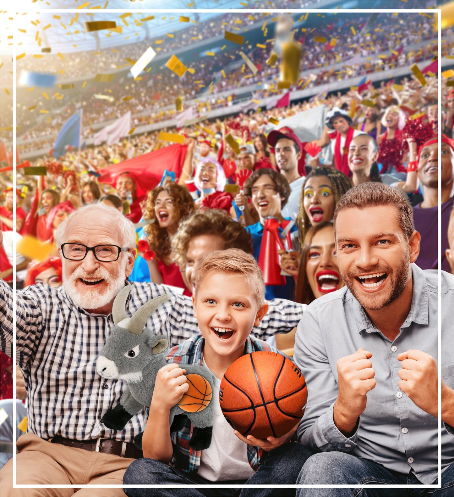 SUPER-SOFT PLUSH - GREY GOAT 12" WITH BASKETBALL PLUSH