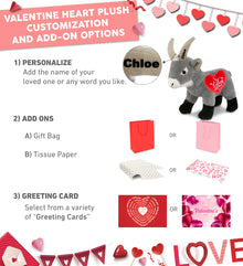 PLUSH I LOVE YOU RED HEART - SUPER-SOFT PLUSH - GREY GOAT 12"