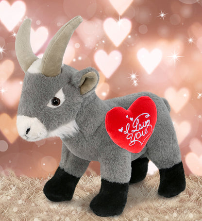 PLUSH I LOVE YOU RED HEART - SUPER-SOFT PLUSH - GREY GOAT 12"