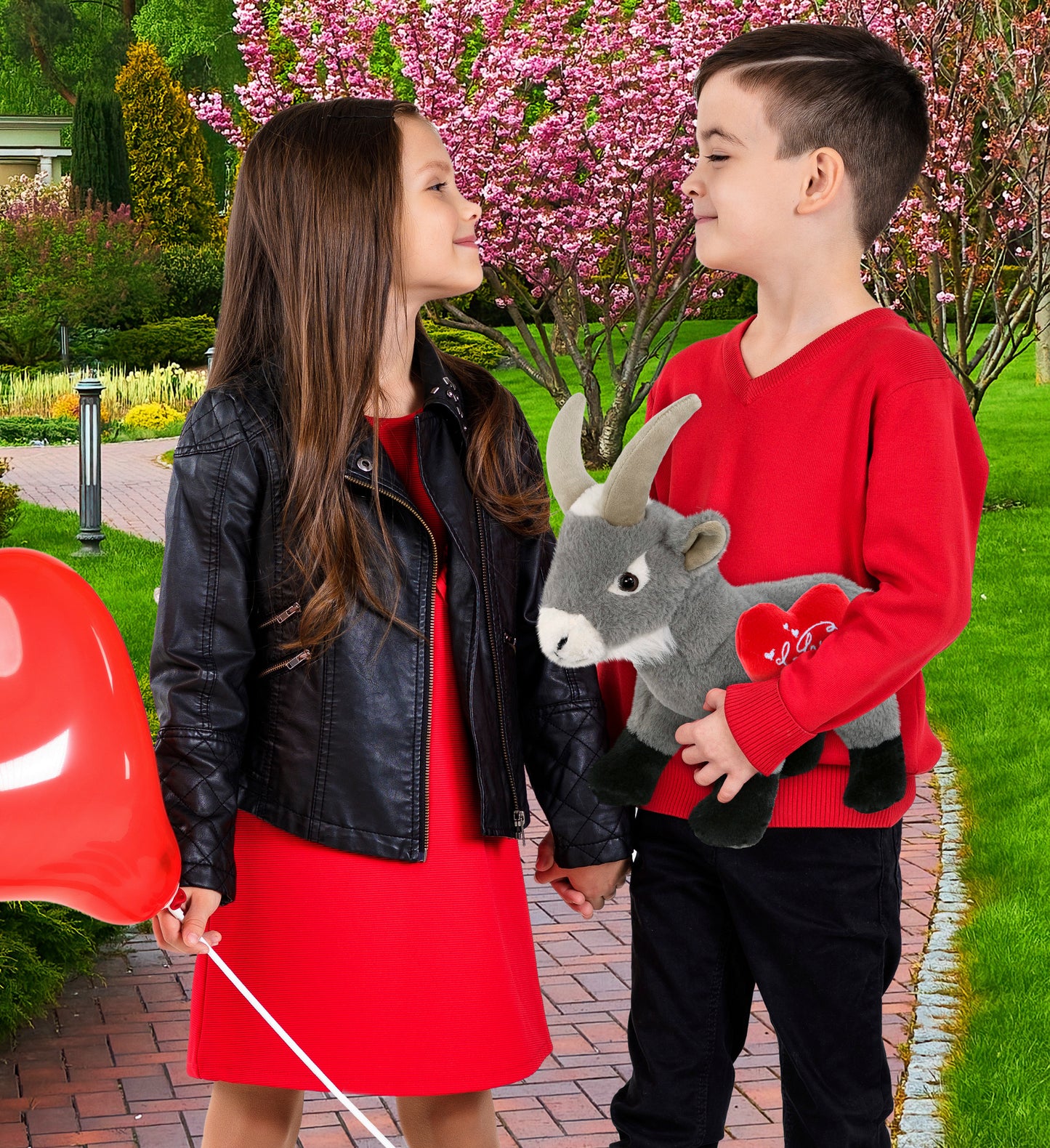 PLUSH I LOVE YOU RED HEART - SUPER-SOFT PLUSH - GREY GOAT 12"
