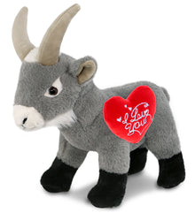 PLUSH I LOVE YOU RED HEART - SUPER-SOFT PLUSH - GREY GOAT 12"