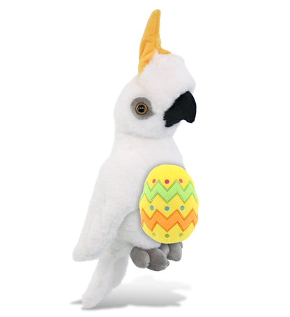 DolliBu Super Soft Cute Cockatoo with Yellow Easter Egg Plush Toy - 10 Inches