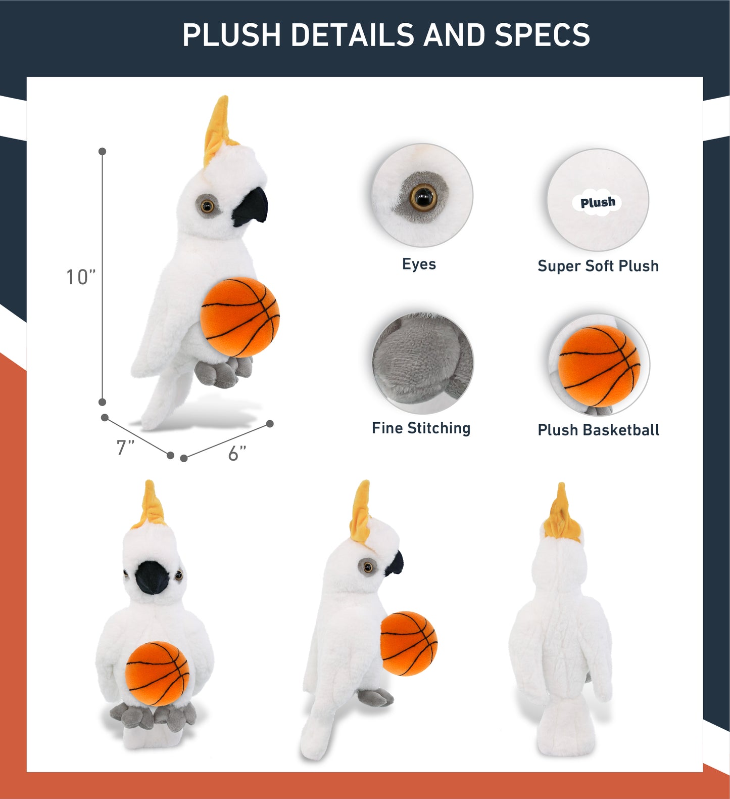 SUPER-SOFT PLUSH - COCKATOO 10" WITH BASKETBALL PLUSH