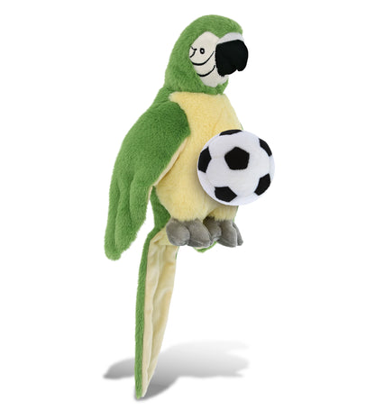 SUPER-SOFT PLUSH - GREEN PARROT 9" WITH SOCCER PLUSH