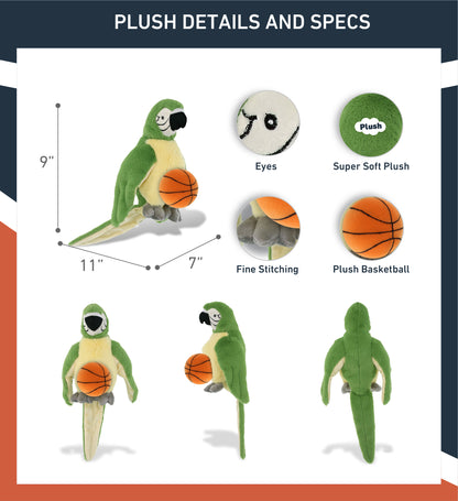 SUPER-SOFT PLUSH - GREEN PARROT 9" WITH BASKETBALL PLUSH
