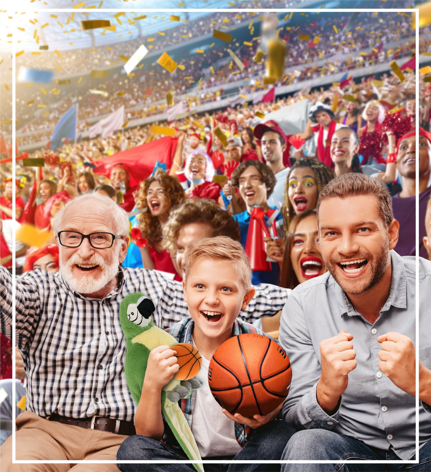 SUPER-SOFT PLUSH - GREEN PARROT 9" WITH BASKETBALL PLUSH