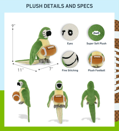 SUPER-SOFT PLUSH - GREEN PARROT 9" WITH FOOTBALL PLUSH