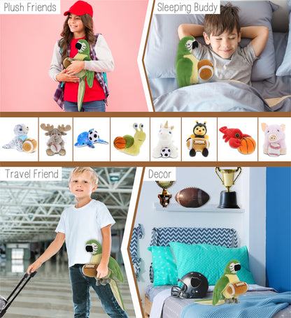 SUPER-SOFT PLUSH - GREEN PARROT 9" WITH FOOTBALL PLUSH