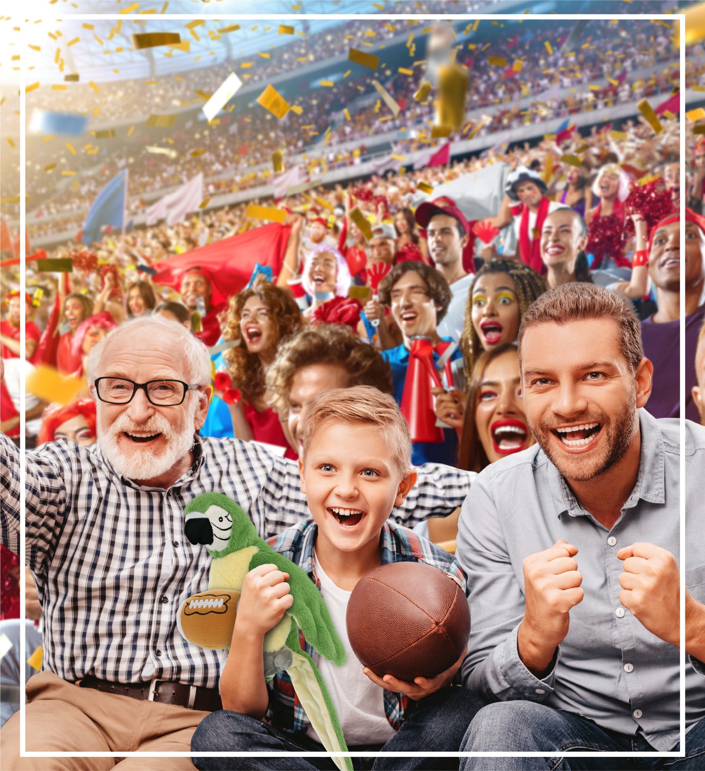 SUPER-SOFT PLUSH - GREEN PARROT 9" WITH FOOTBALL PLUSH