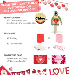 PLUSH I LOVE YOU RED HEART - SUPER-SOFT PLUSH - GREEN PARROT 9"