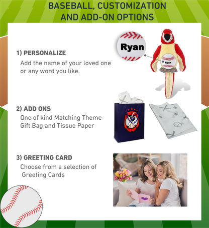 SUPER-SOFT PLUSH - RED PARROT 9" WITH BASEBALL PLUSH