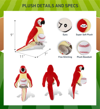 SUPER-SOFT PLUSH - RED PARROT 9" WITH BASEBALL PLUSH
