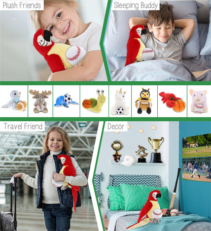 SUPER-SOFT PLUSH - RED PARROT 9" WITH BASEBALL PLUSH