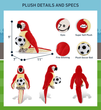 SUPER-SOFT PLUSH - RED PARROT 9" WITH SOCCER PLUSH