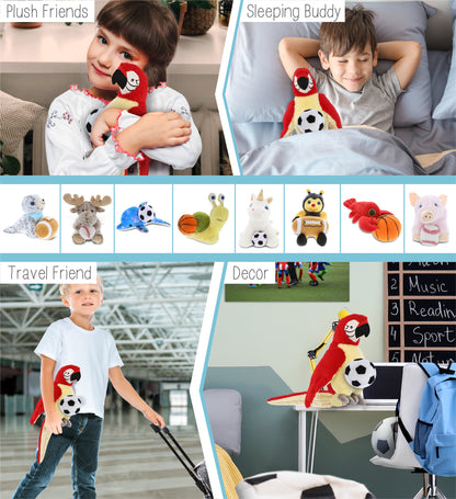 SUPER-SOFT PLUSH - RED PARROT 9" WITH SOCCER PLUSH