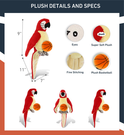 SUPER-SOFT PLUSH - RED PARROT 9" WITH BASKETBALL PLUSH