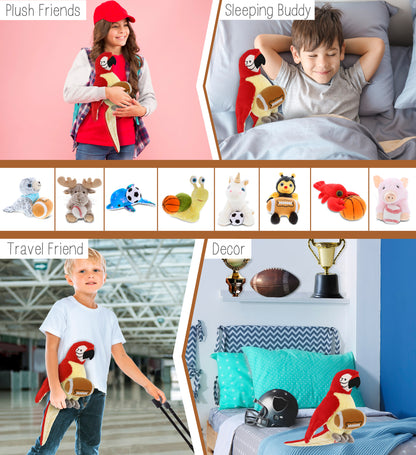 SUPER-SOFT PLUSH - RED PARROT 9" WITH FOOTBALL PLUSH