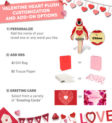 PLUSH I LOVE YOU RED HEART - SUPER-SOFT PLUSH - RED PARROT 9"