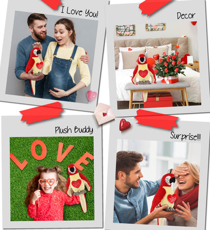 PLUSH I LOVE YOU RED HEART - SUPER-SOFT PLUSH - RED PARROT 9"