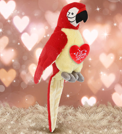 PLUSH I LOVE YOU RED HEART - SUPER-SOFT PLUSH - RED PARROT 9"