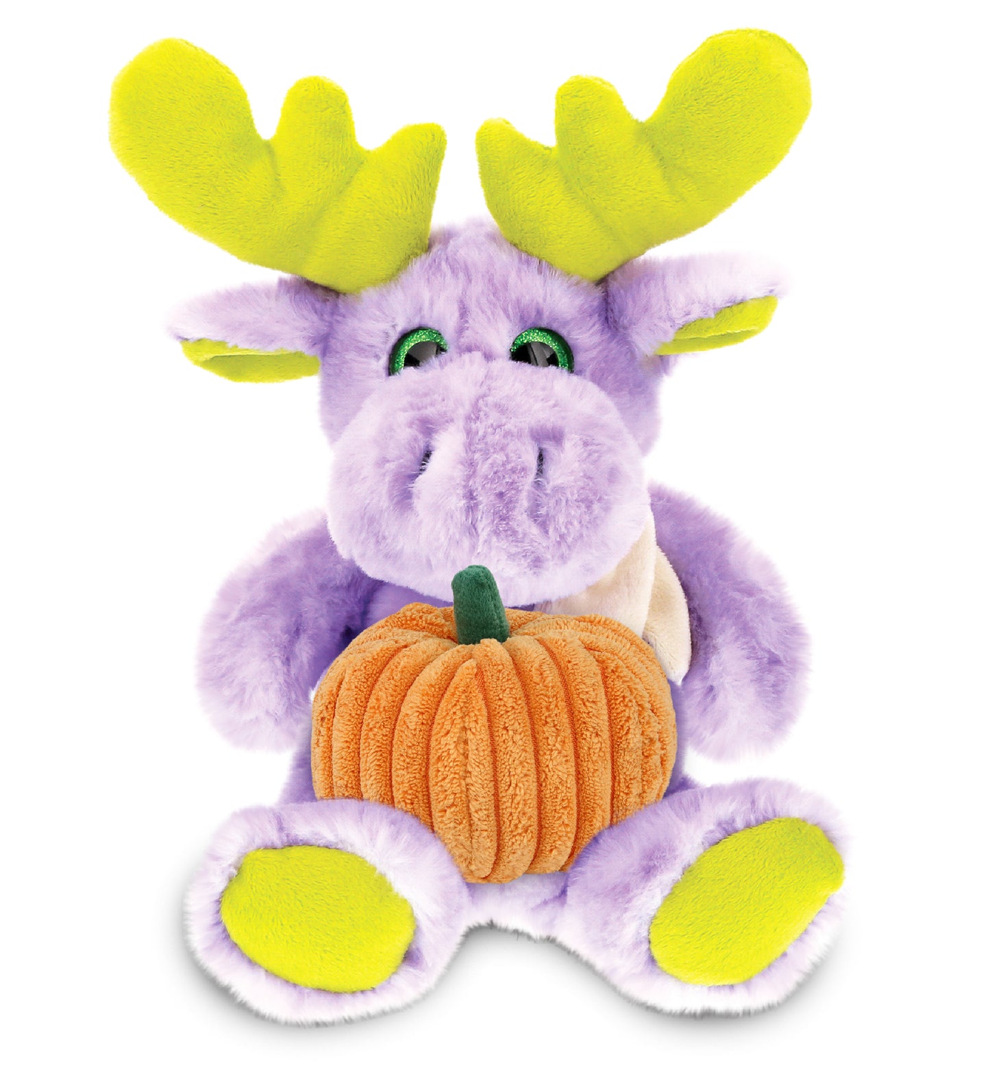 PLUSH PUMPKIN - SUPER SOFT PLUSH - SITTING PURPLE MOOSE W/SCARF