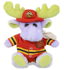 PLUSH FIREMAN - SUPER SOFT PLUSH - SITTING PURPLE MOOSE W/SCARF