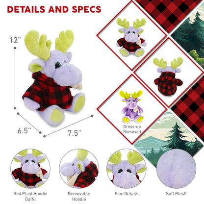 SUPER SOFT PLUSH - SITTING PURPLE MOOSE W/SCARF