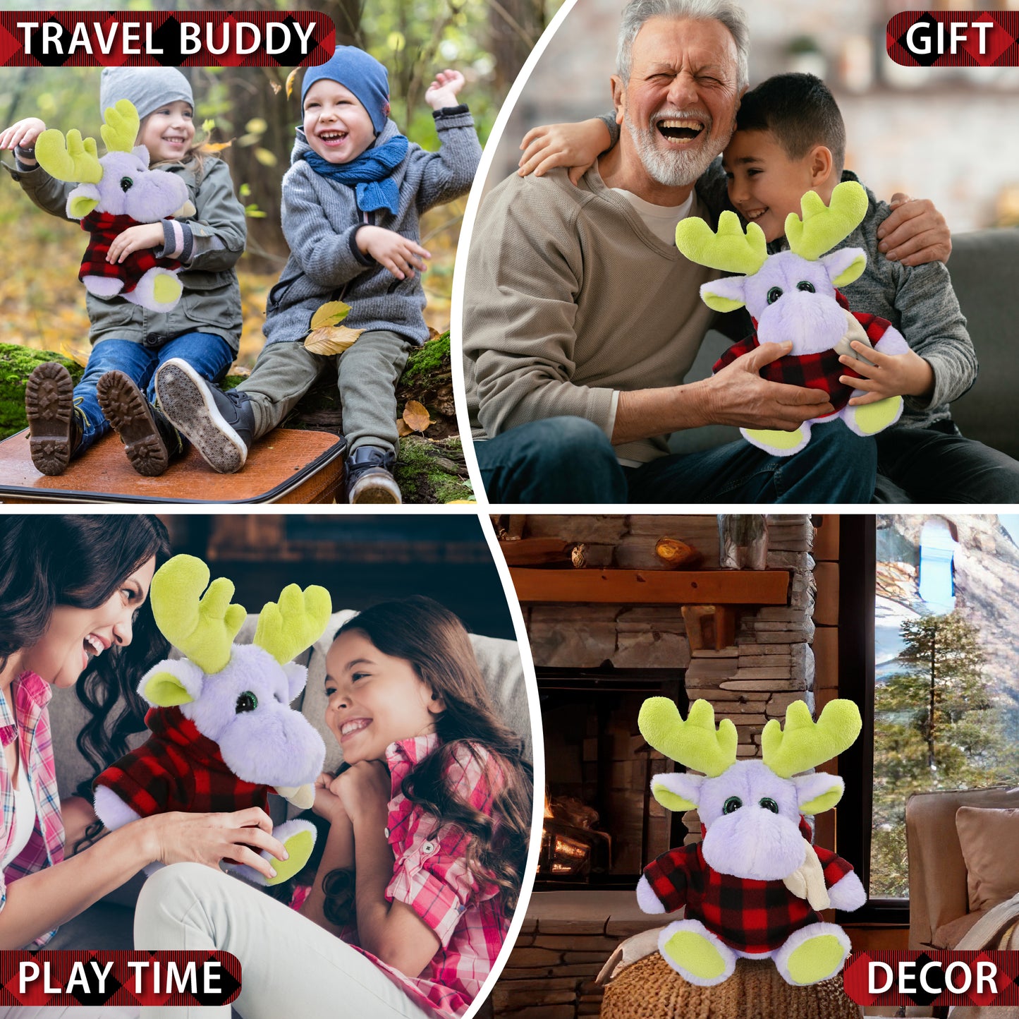 SUPER SOFT PLUSH - SITTING PURPLE MOOSE W/SCARF