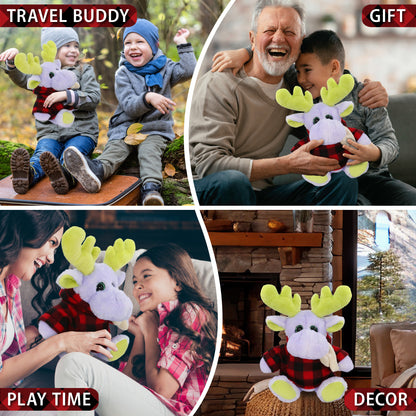 SUPER SOFT PLUSH - SITTING PURPLE MOOSE W/SCARF