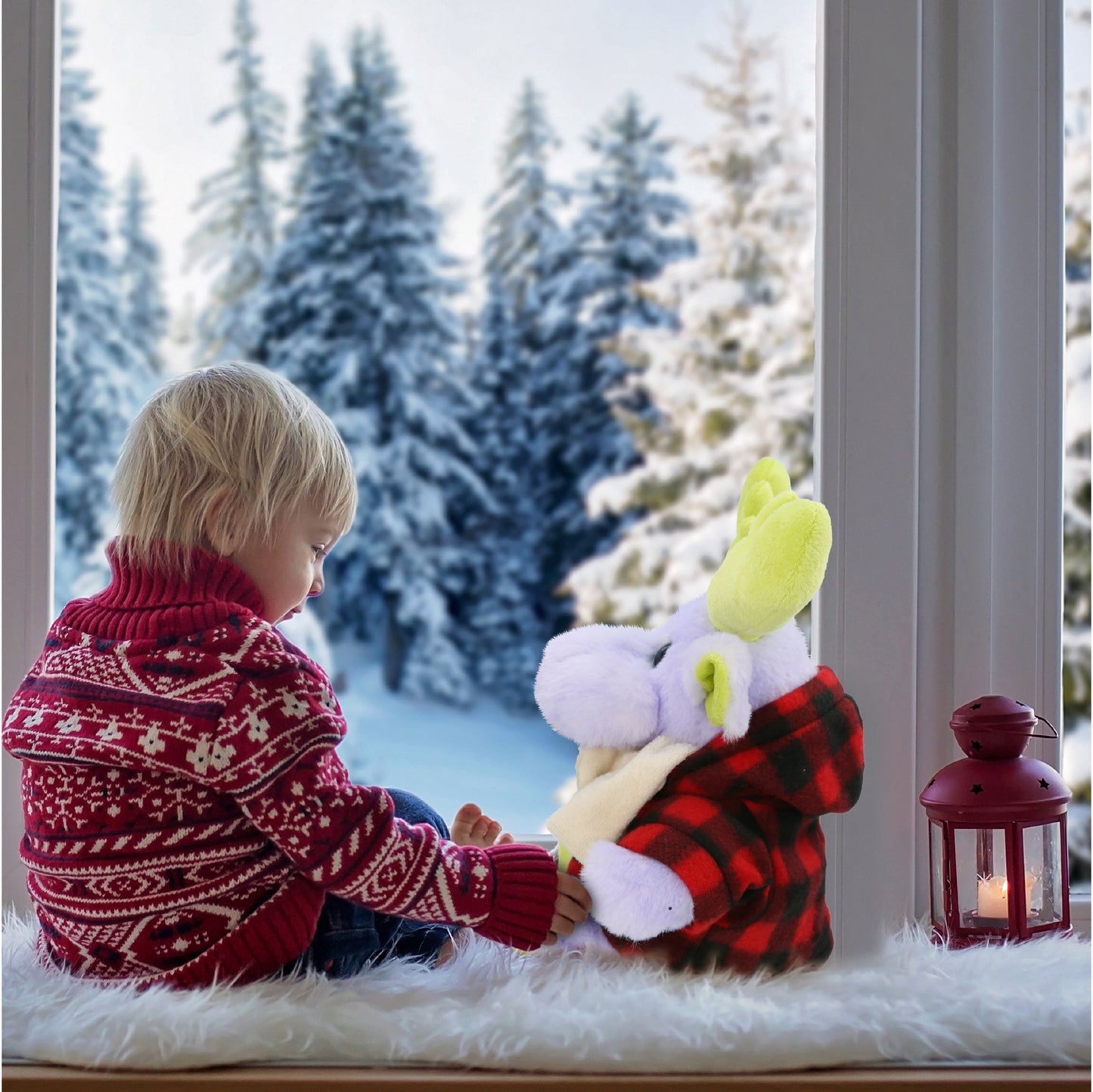 SUPER SOFT PLUSH - SITTING PURPLE MOOSE W/SCARF
