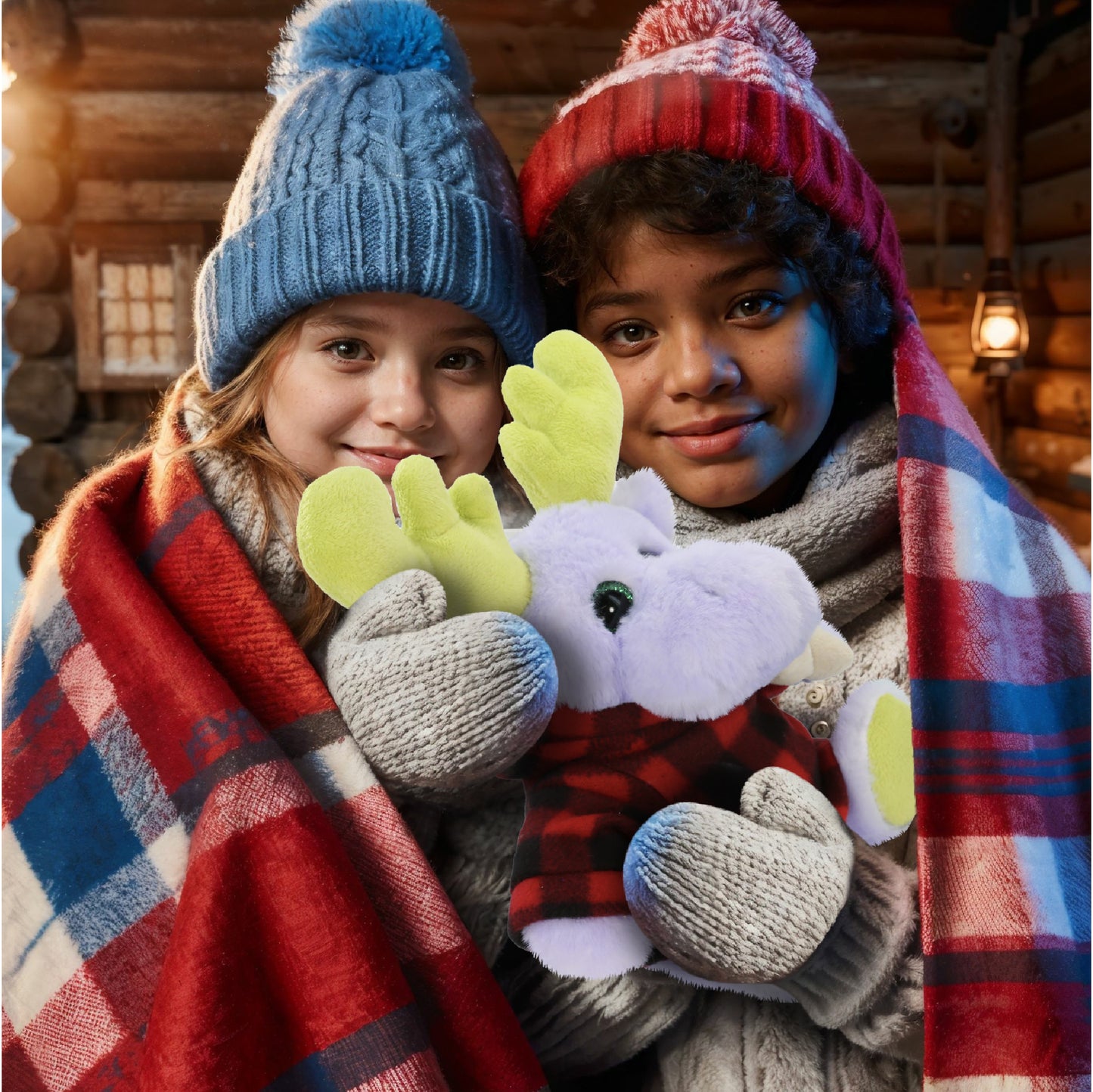 SUPER SOFT PLUSH - SITTING PURPLE MOOSE W/SCARF