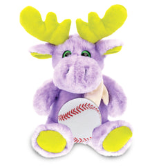 SUPER SOFT PLUSH - SITTING PURPLE MOOSE W/SCARF WITH BASEBALL PLUSH