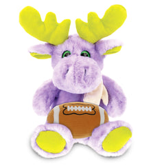 SUPER SOFT PLUSH - SITTING PURPLE MOOSE W/SCARF WITH FOOTBALL PLUSH