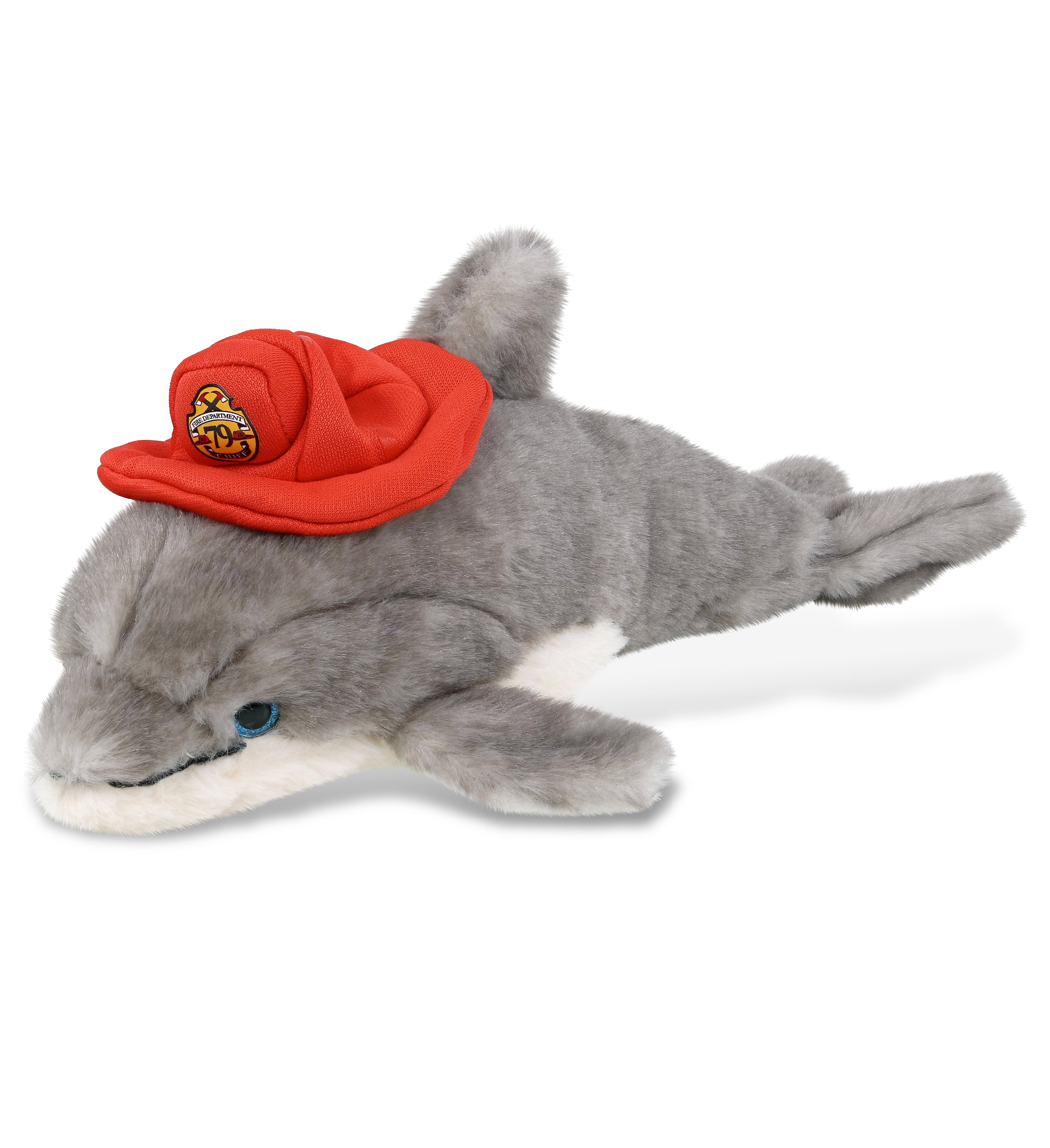 PLUSH FIREMAN - SUPER SOFT PLUSH - GREY DOLPHIN 12.5 INCH