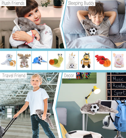 SUPER SOFT PLUSH - GREY DOLPHIN 12.5 INCH WITH SOCCER PLUSH