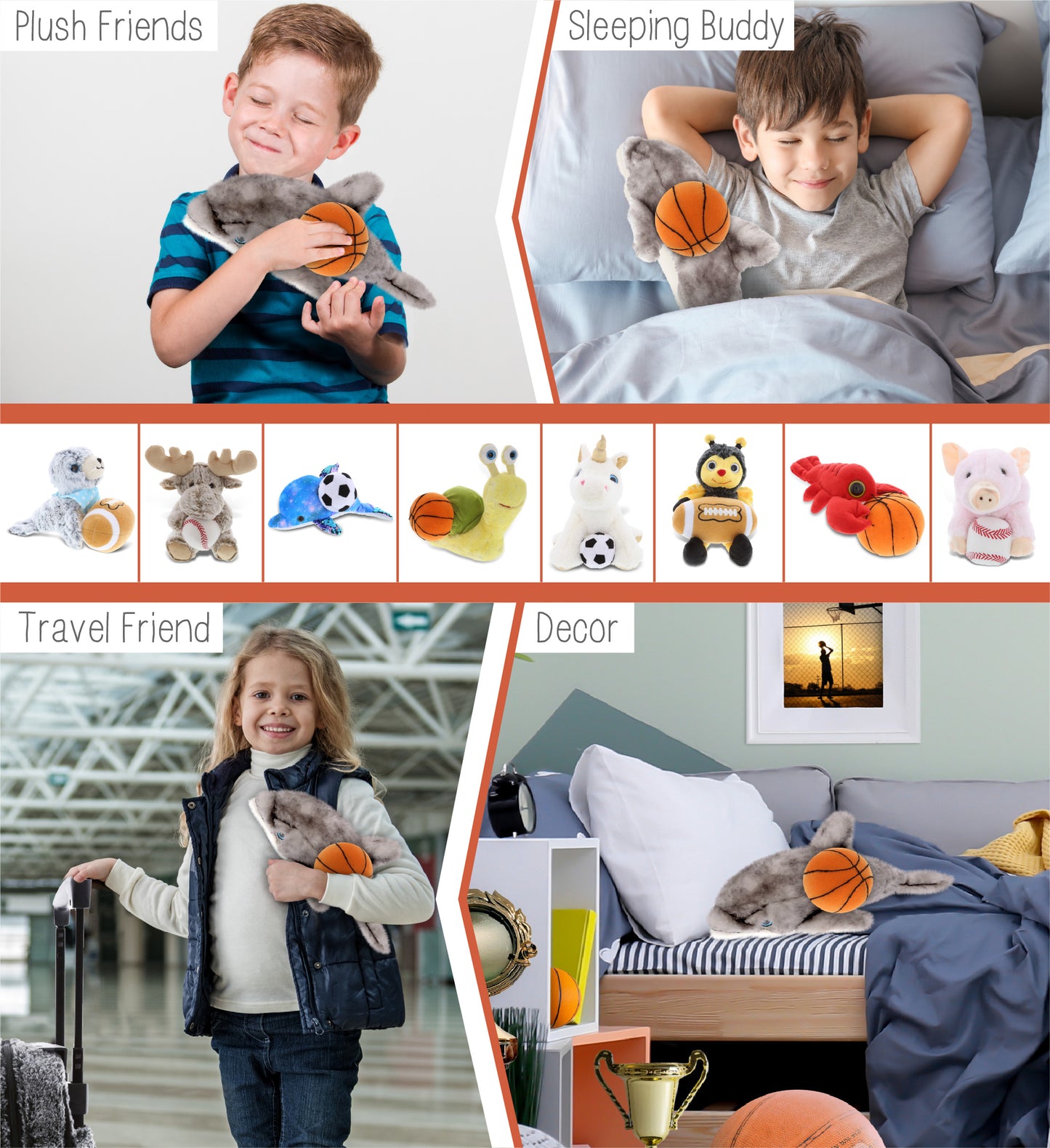 SUPER SOFT PLUSH - GREY DOLPHIN 12.5 INCH WITH BASKETBALL PLUSH