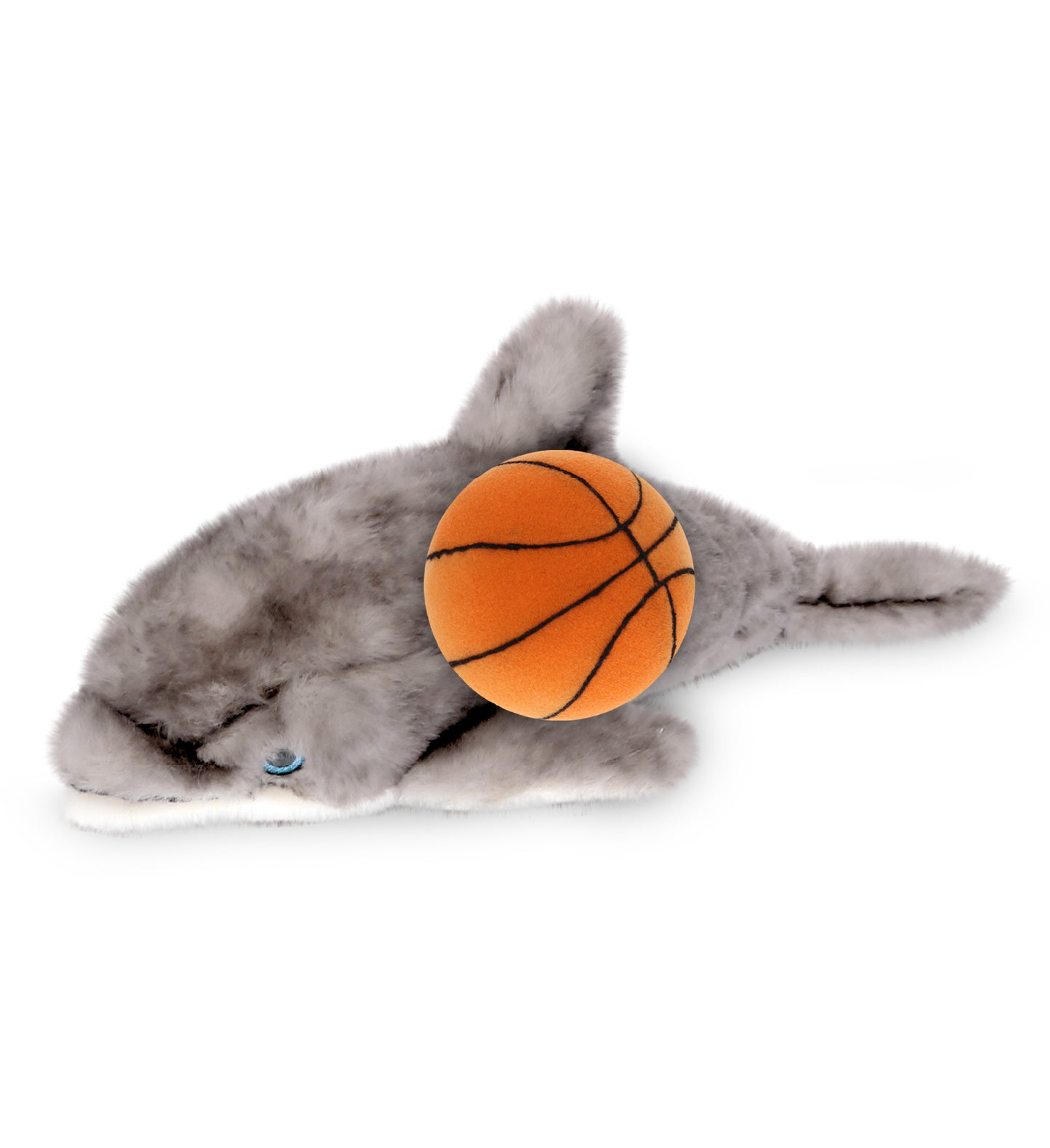 SUPER SOFT PLUSH - GREY DOLPHIN 12.5 INCH WITH BASKETBALL PLUSH