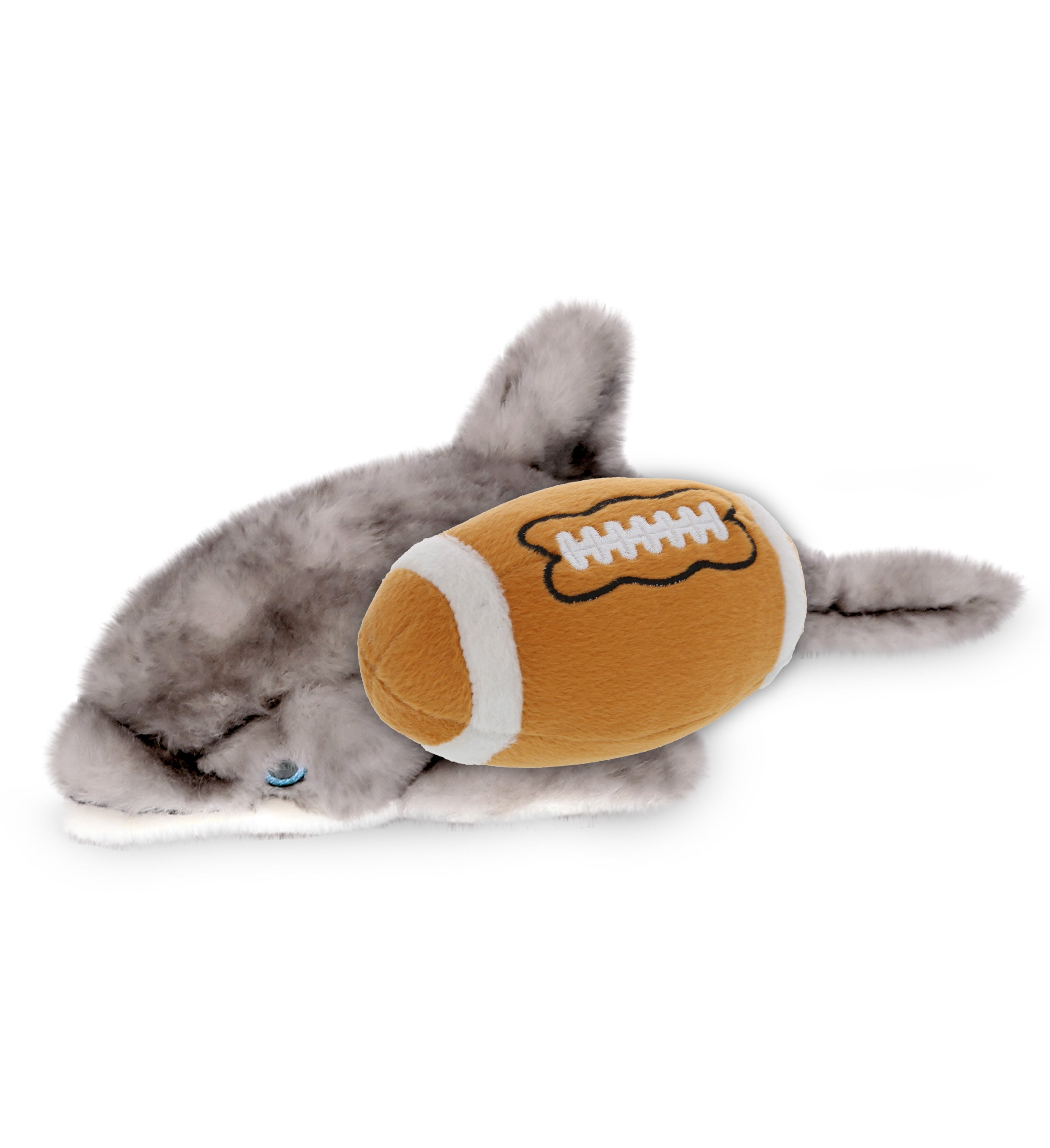 SUPER SOFT PLUSH - GREY DOLPHIN 12.5 INCH WITH FOOTBALL PLUSH