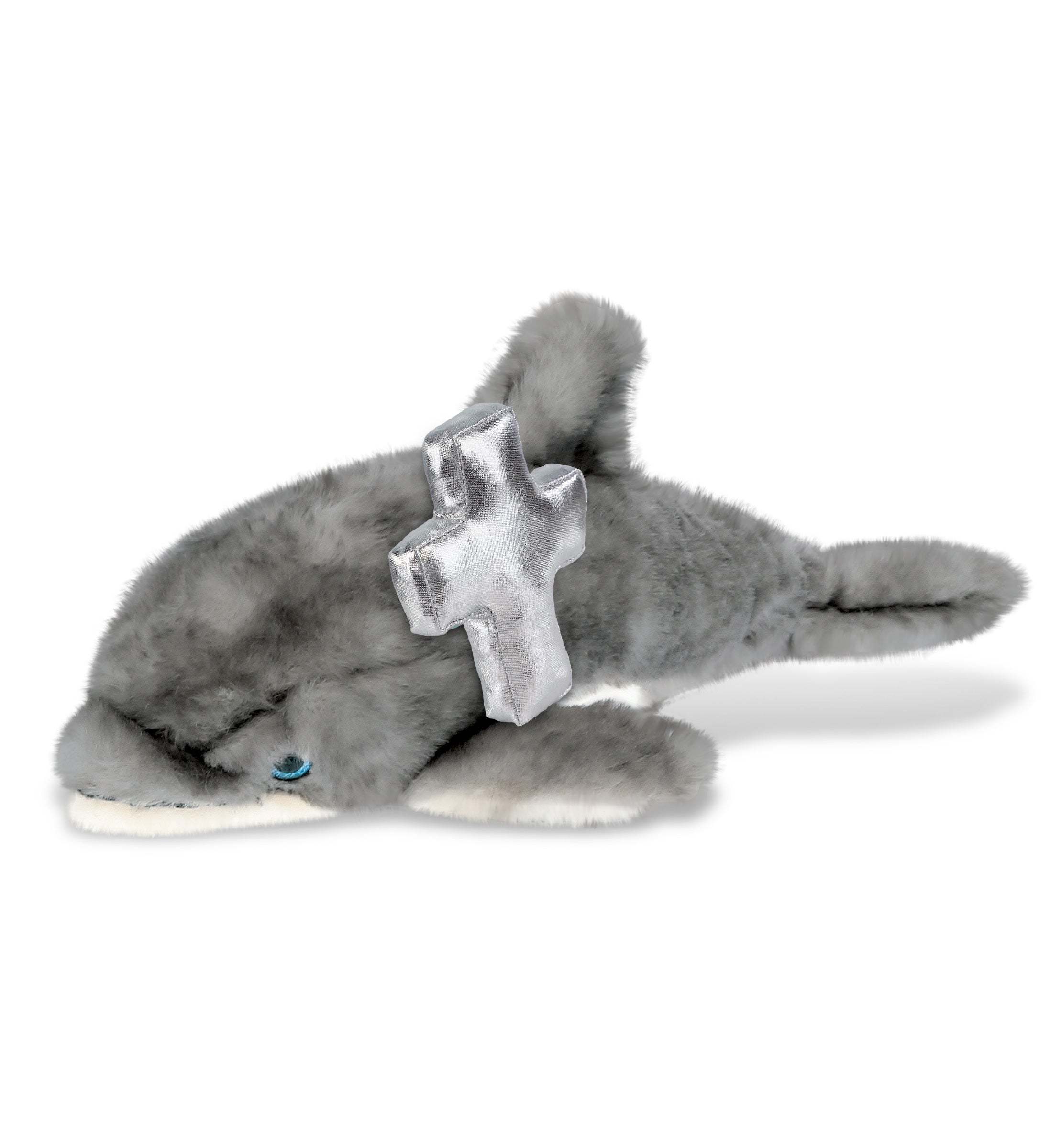 PLUSH CROSS - SUPER SOFT PLUSH - GREY DOLPHIN 16.5 INCH