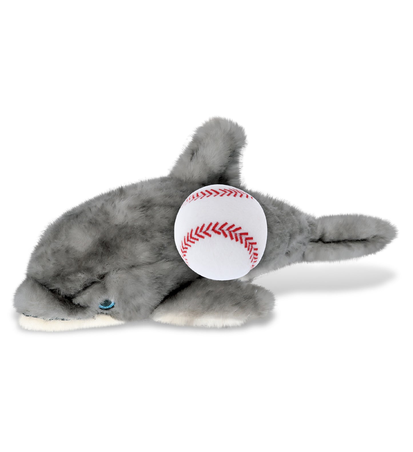 SUPER SOFT PLUSH - GREY DOLPHIN 16.5 INCH WITH BASEBALL PLUSH