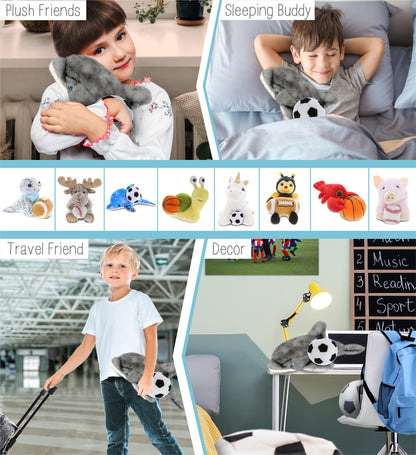 SUPER SOFT PLUSH - GREY DOLPHIN 16.5 INCH WITH SOCCER PLUSH