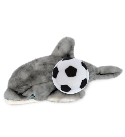 SUPER SOFT PLUSH - GREY DOLPHIN 16.5 INCH WITH SOCCER PLUSH