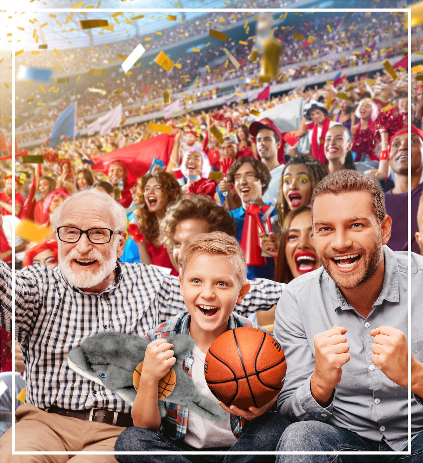 SUPER SOFT PLUSH - GREY DOLPHIN 16.5 INCH WITH BASKETBALL PLUSH