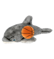 SUPER SOFT PLUSH - GREY DOLPHIN 16.5 INCH WITH BASKETBALL PLUSH