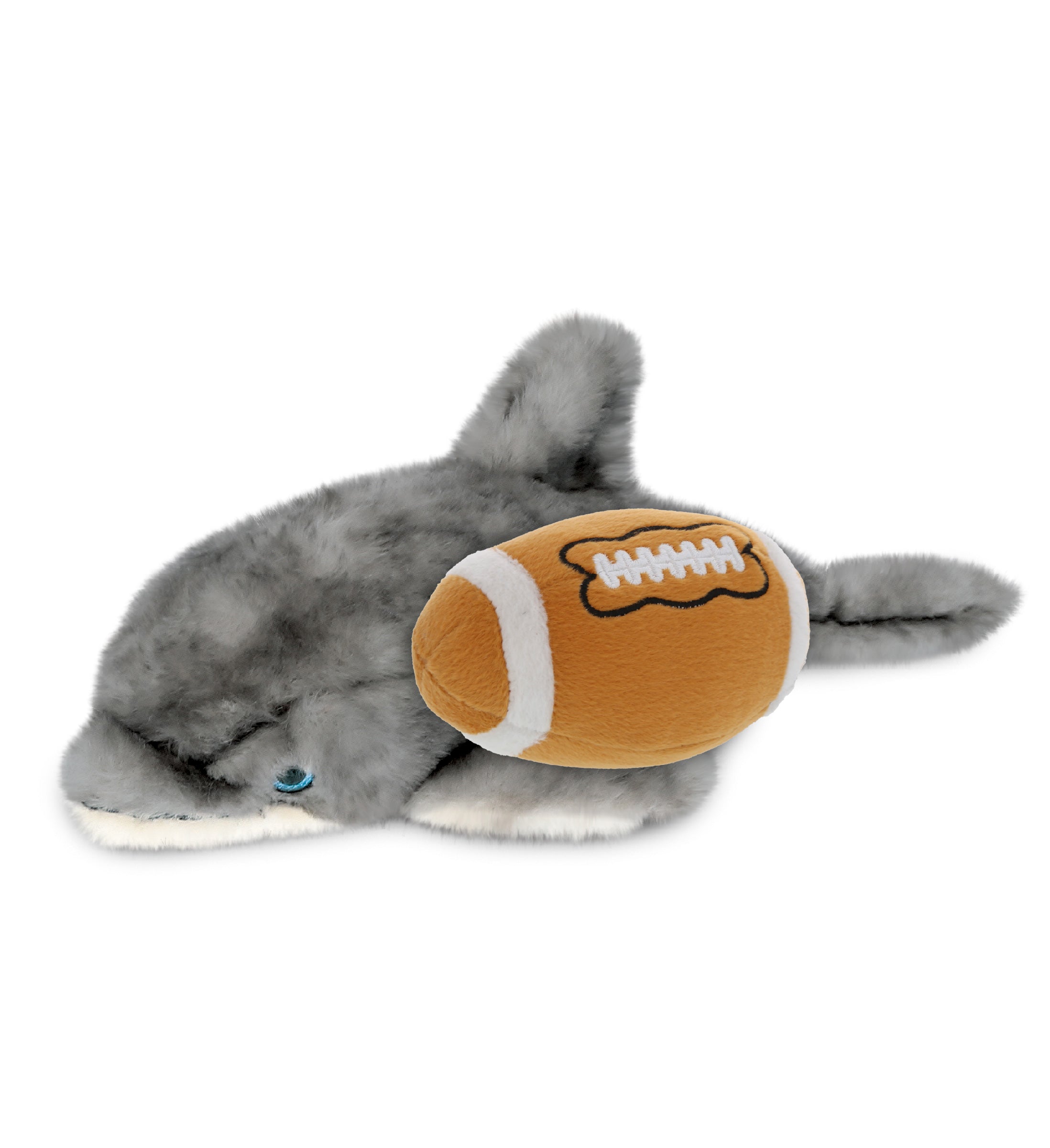 SUPER SOFT PLUSH - GREY DOLPHIN 16.5 INCH WITH FOOTBALL PLUSH