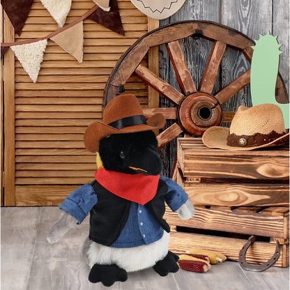 SUPER SOFT PLUSH - EMPEROR PENGUIN 7 INCH COWBOY DRESS UP
