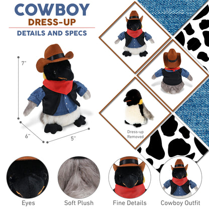 SUPER SOFT PLUSH - EMPEROR PENGUIN 7 INCH COWBOY DRESS UP