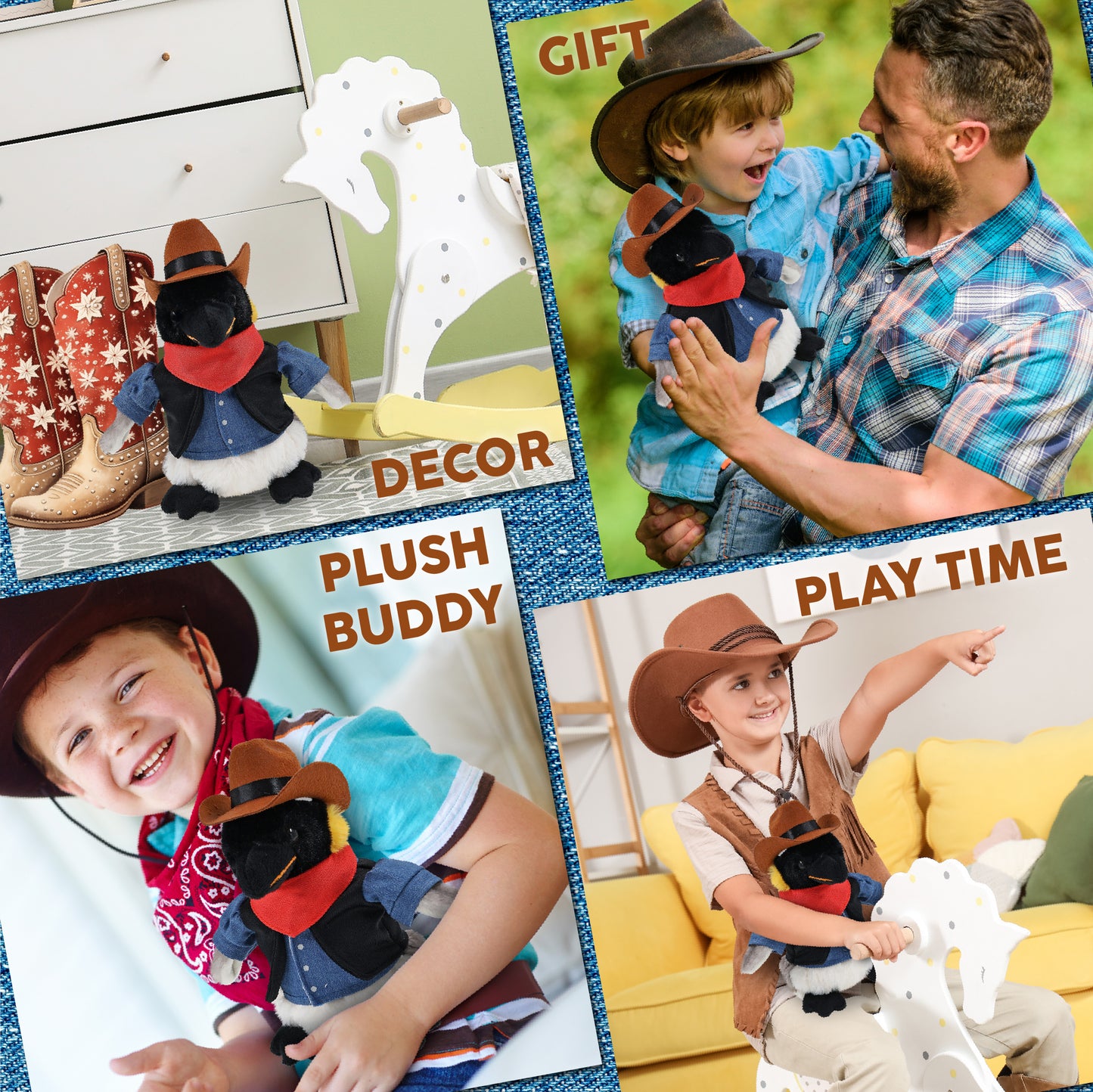 SUPER SOFT PLUSH - EMPEROR PENGUIN 7 INCH COWBOY DRESS UP