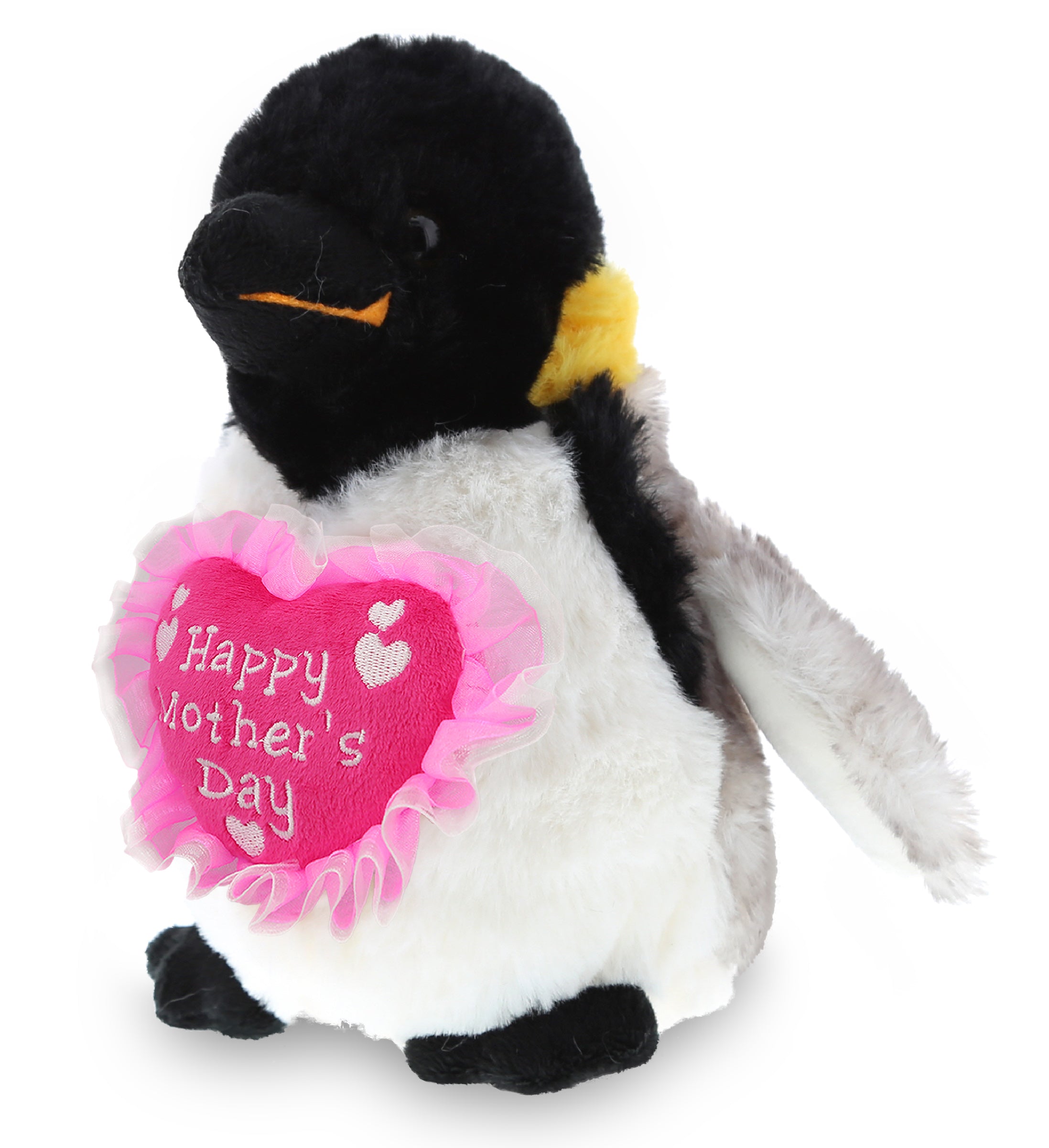 PLUSH MOTHERS DAY HEART - SUPER SOFT PLUSH - EMPEROR PENGUIN 7 INCH